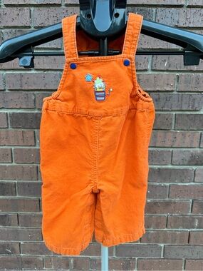 Vintage Talbots Kids Orange Corduroy Overalls 6M Jack in the Box Clown Retro EUC